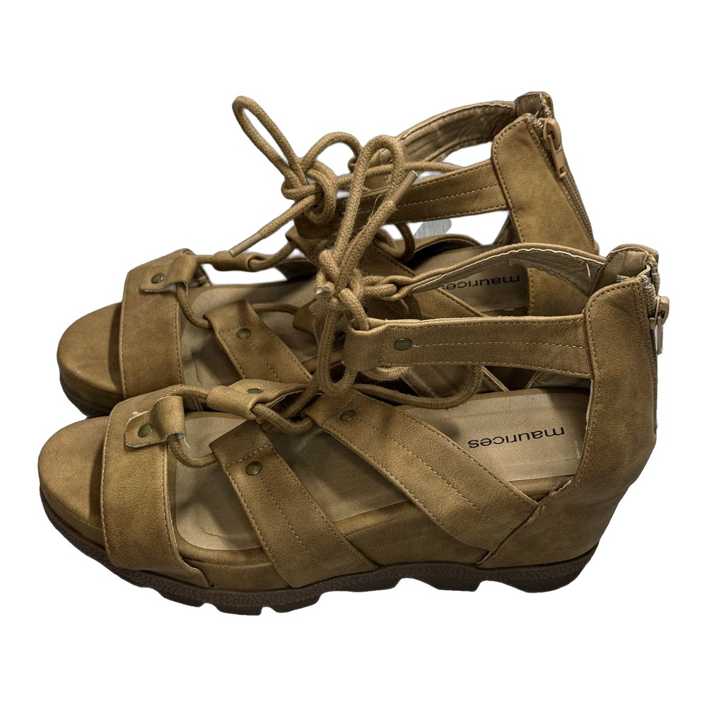 Maurices Francesca Gladiator Wedge Sandals Womens 9.5 Tan